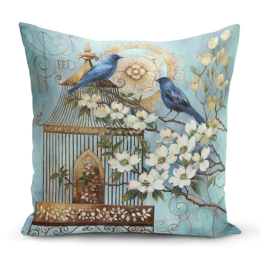 Vintage Bird Throw Pillow Cover, Vintage Home Decor Cushion Cover