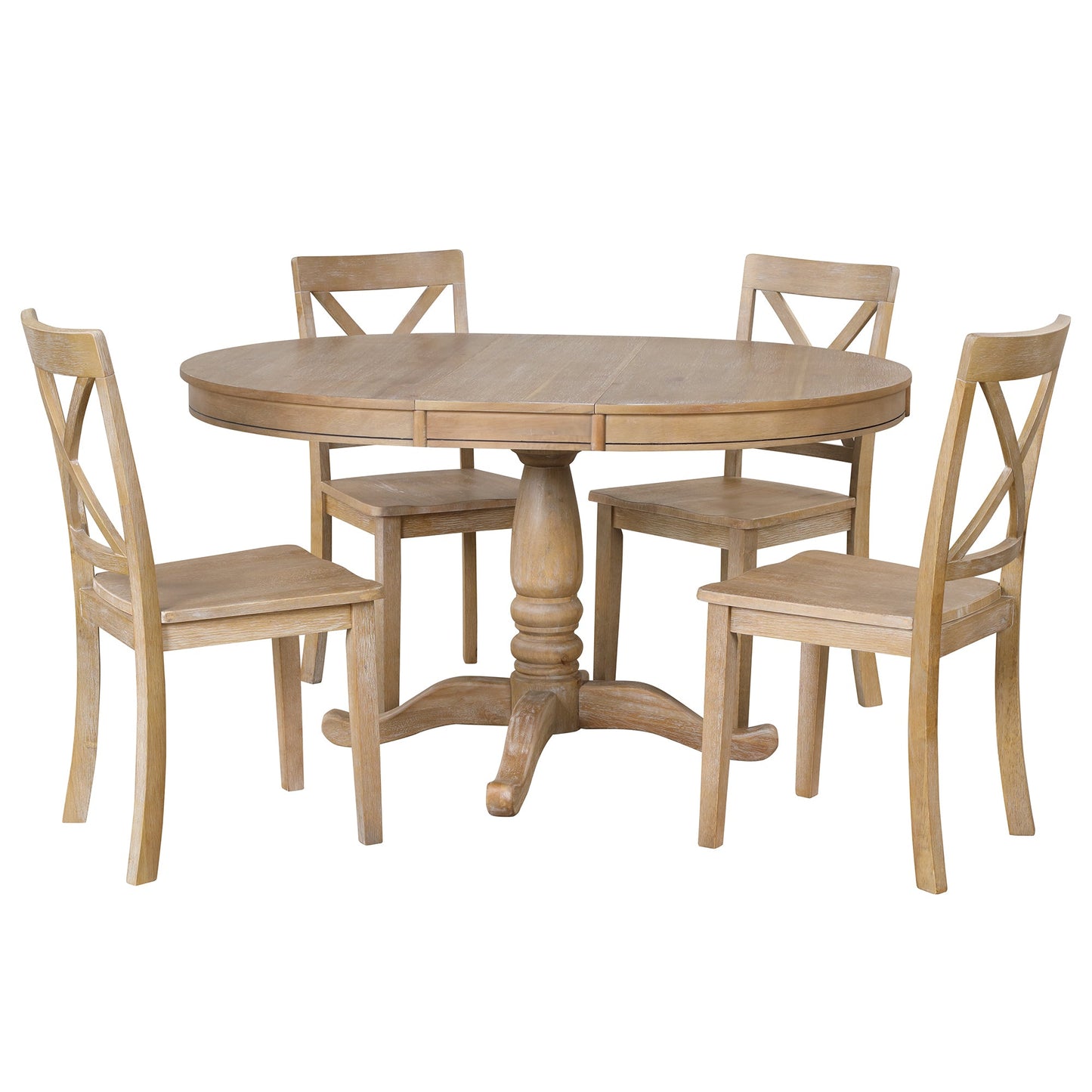Modern Dining Table Set for 4,Round Table and 4 Kitchen Room Chairs,5