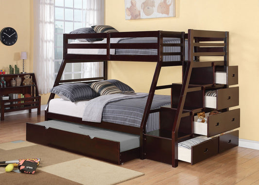 98inches X 56inches X 65inches Espresso Pine Wood Bunk Bed (Twin/Full)